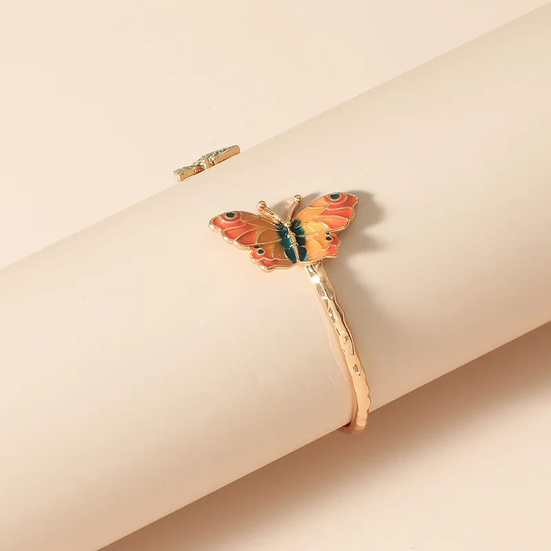 Enamel Butterfly Bracelets Cuff Bangle Vintage Boho Jewelry