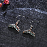 Colored Fish Tail Earrings 925 Sterling Silver Drop Earrings for Women