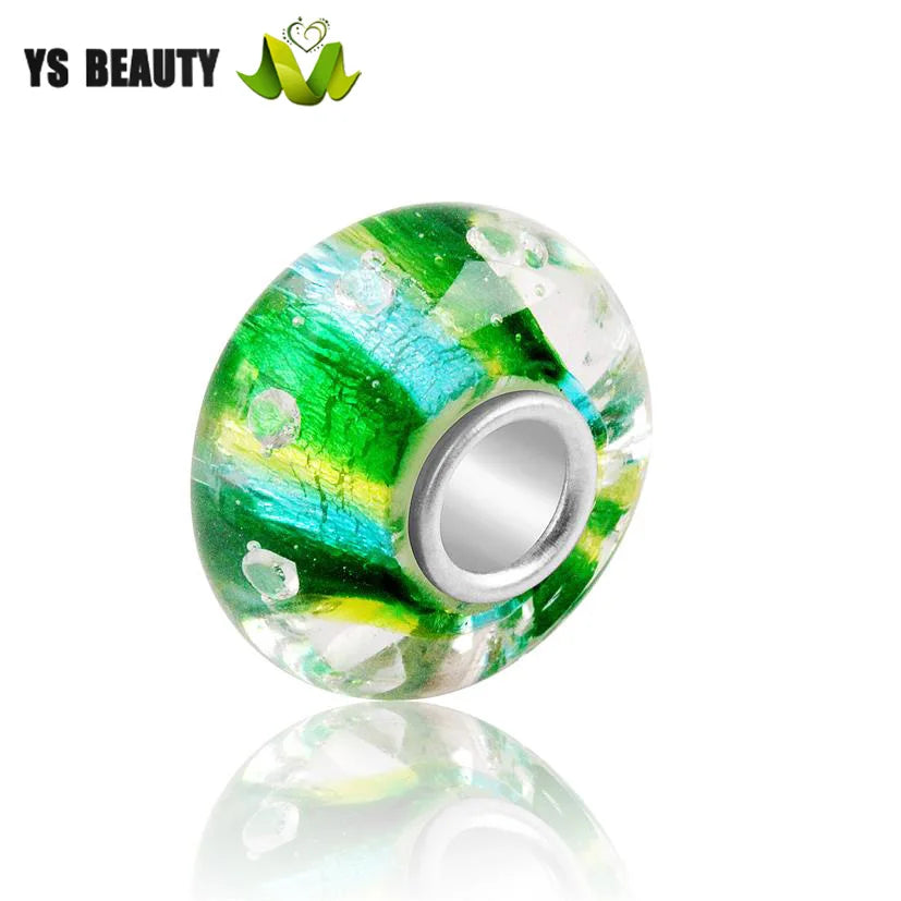 Colorful Foil Inlaid Zircon 925 Silver Bracelet Beads
