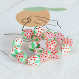 Cream Pink Strawberry Beaded Necklace Bracelet Earring Material