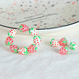 Cream Pink Strawberry Beaded Necklace Bracelet Earring Material