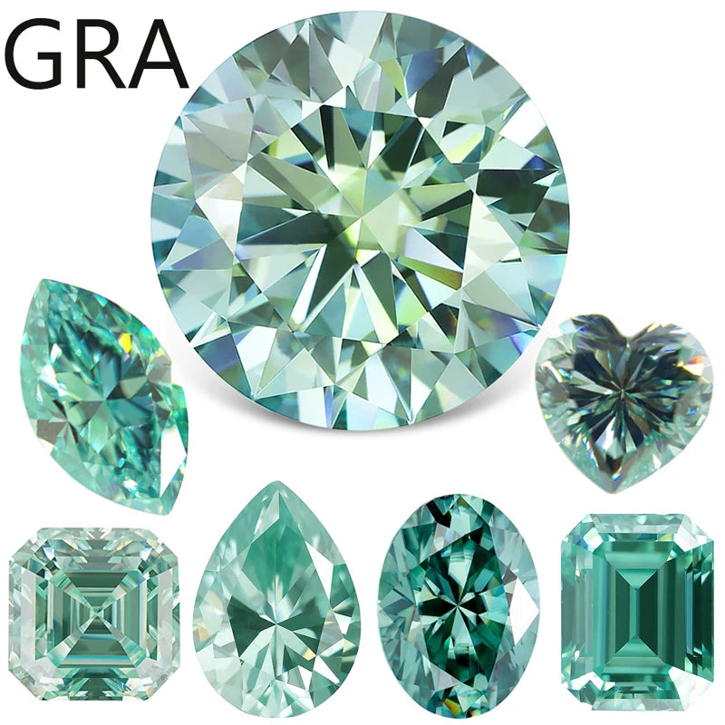 Green Loose Moissanite Stones 0.3-20ct Fine Jewelry Round Oval Pear Emerald