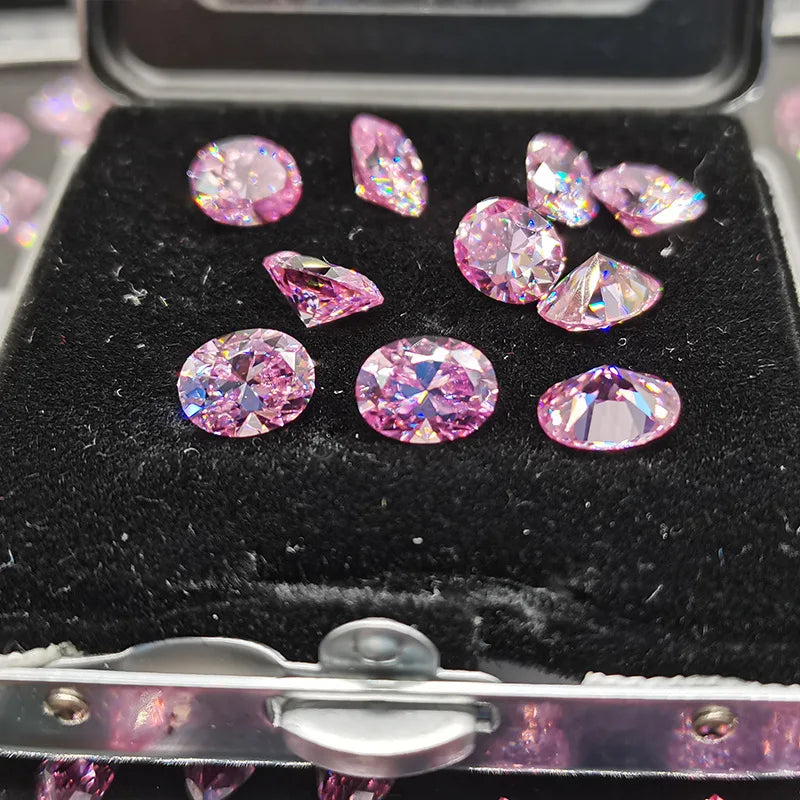 0.5-15ct Pink Green Loose Moissanite Stones Oval Cut Lab Grown Diamonds