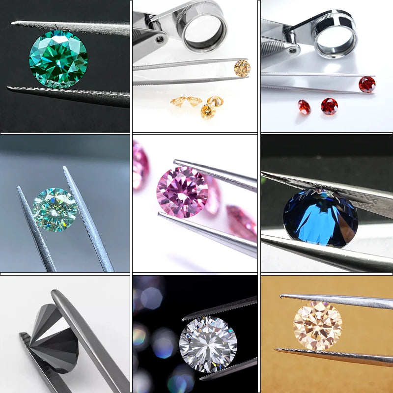 Colored Loose Moissanite Stones 0.5-20ct Pink Green Yellow Moissanites