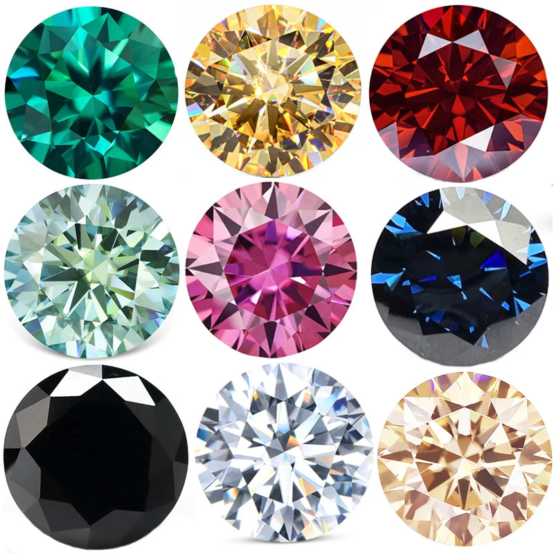 Colored Loose Moissanite Stones 0.5-20ct Pink Green Yellow Moissanites