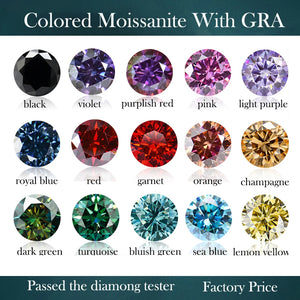 0.5-3CT Colored Loose Moissanite Stones Pink Green Beads Brilliant Cut
