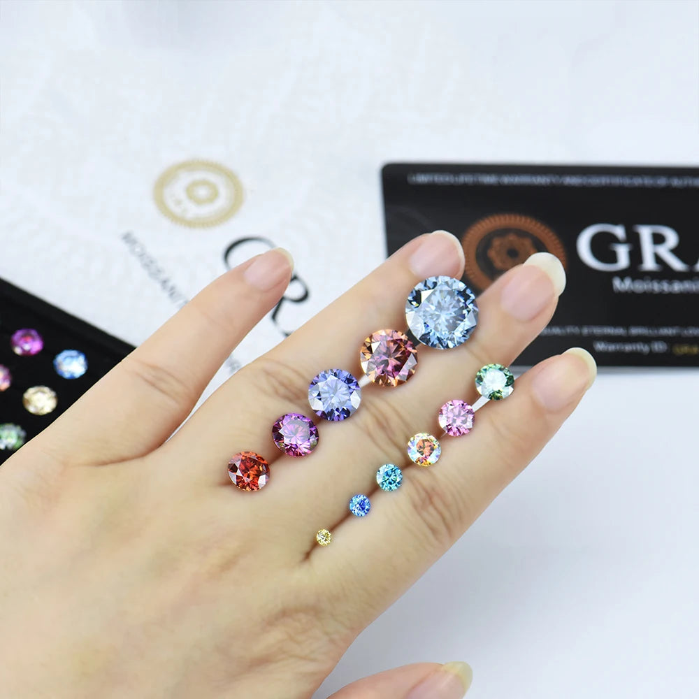 0.5-3CT Colored Loose Moissanite Stones Pink Green Beads Brilliant Cut