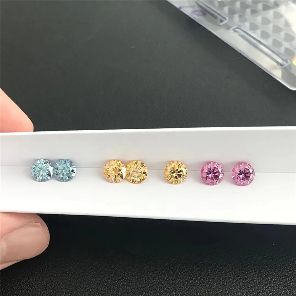 0.5-3CT Colored Loose Moissanite Stones Pink Green Beads Brilliant Cut