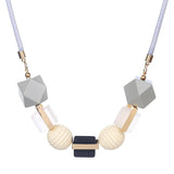 Wood Beaded Pendant Necklace Sweater Chain