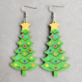 Wood Santa Claus Xmas Earrings Snowman Gnome Drop Jewelry