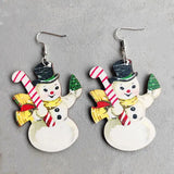 Wood Santa Claus Xmas Earrings Snowman Gnome Drop Jewelry