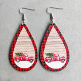 Wood Santa Claus Xmas Earrings Snowman Gnome Drop Jewelry