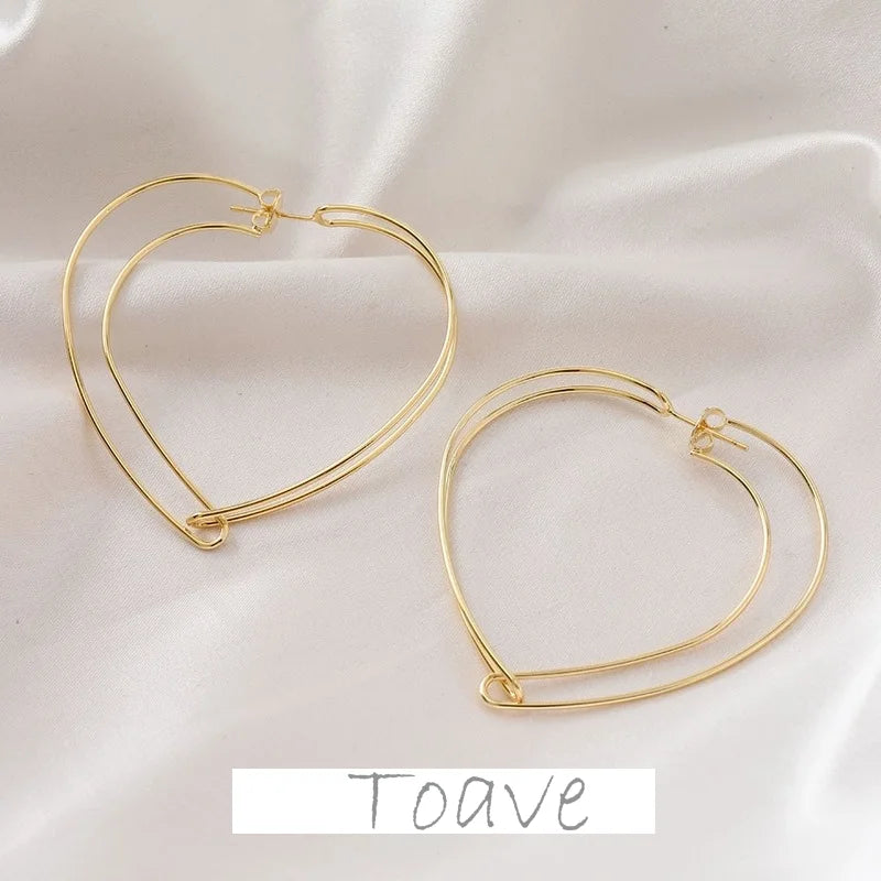 Copper Plated Heart Love Earrings DIY Hand-made Accessories