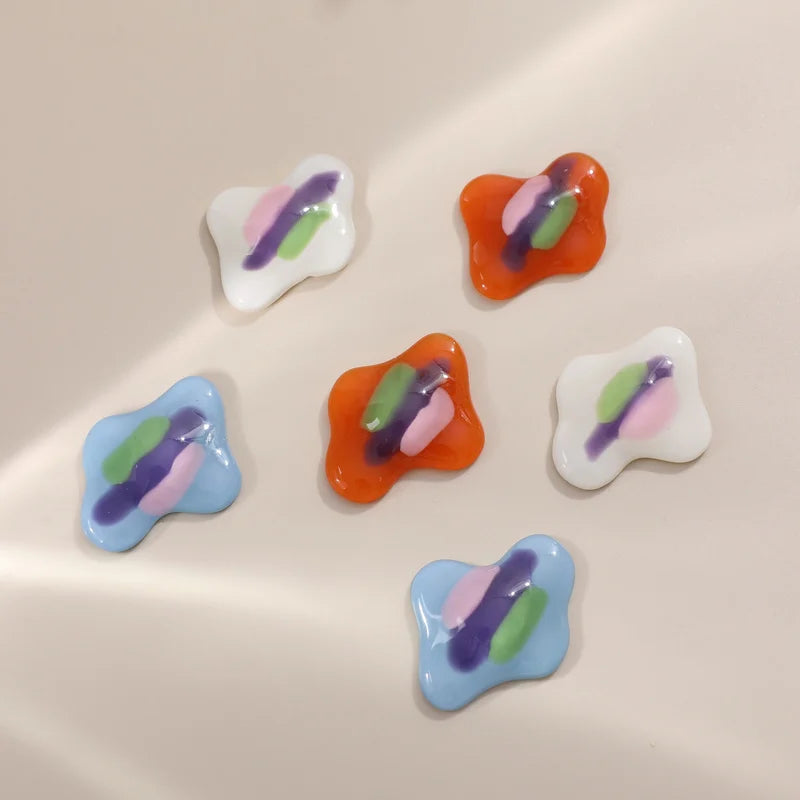 4pcs Corrugated Striped Resin Patch DIY Earring Accessory Material