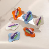 4pcs Corrugated Striped Resin Patch DIY Earring Accessory Material