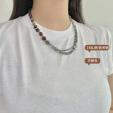 Crystal Collar Chain Necklace Titanium Steel