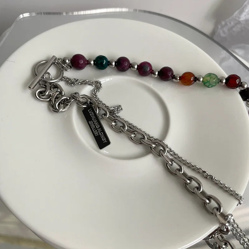 Crystal Collar Chain Necklace Titanium Steel