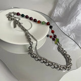 Crystal Collar Chain Necklace Titanium Steel