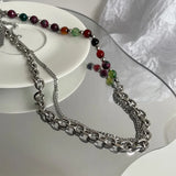Crystal Collar Chain Necklace Titanium Steel