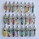 Glass Flower Hexagonal Column Beads Necklace Pendants 24pcs/lot