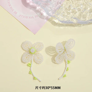 Glass Rice Beads Lily of the Valley Pendant Earrings Necklace Set