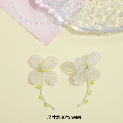 Glass Rice Beads Lily of the Valley Pendant Earrings Necklace Set