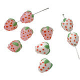 Colored Glaze Cream Powder Jade Strawberry Beads DIY Jewelry Material