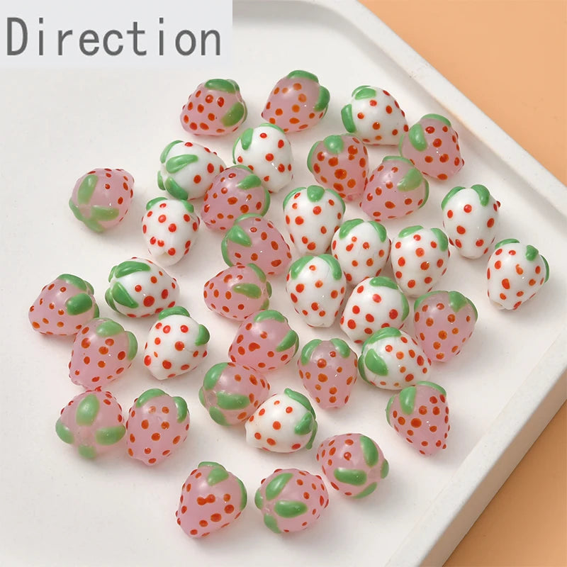 Colored Glaze Cream Powder Jade Strawberry Beads DIY Jewelry Material