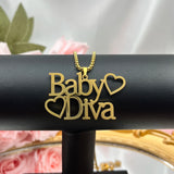 Colorfast Double Name Necklace Personalized Heart Pendant