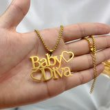Colorfast Double Name Necklace Personalized Heart Pendant