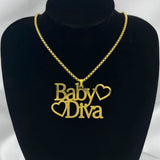 Colorfast Double Name Necklace Personalized Heart Pendant