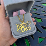Colorfast Double Name Necklace Personalized Heart Pendant