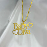 Colorfast Double Name Necklace Personalized Heart Pendant