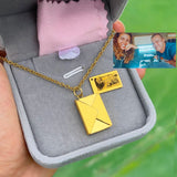 Colorfast Envelope Necklace Photo Pendant Necklace Engraved Name Jewelry