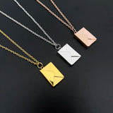 Colorfast Envelope Necklace Photo Pendant Necklace Engraved Name Jewelry