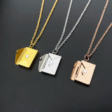 Colorfast Envelope Necklace Photo Pendant Necklace Engraved Name Jewelry