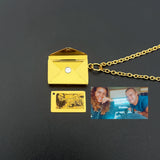 Colorfast Envelope Necklace Photo Pendant Necklace Engraved Name Jewelry