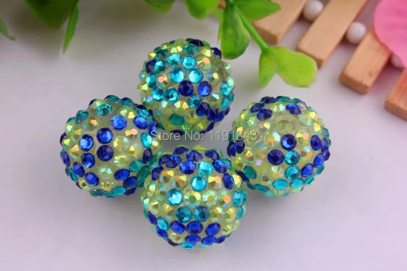 100pcs/lot 20mm clear base Chunky Resin Rhinestone Ball Beads
