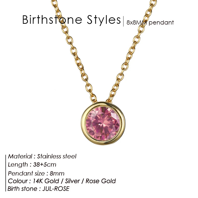 Eye Shape Birthstone Pendant Necklace Crystal Chain Choker Birthday Gift