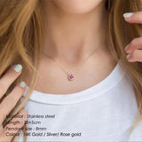 Eye Shape Birthstone Pendant Necklace Crystal Chain Choker Birthday Gift