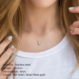 Eye Shape Birthstone Pendant Necklace Crystal Chain Choker Birthday Gift