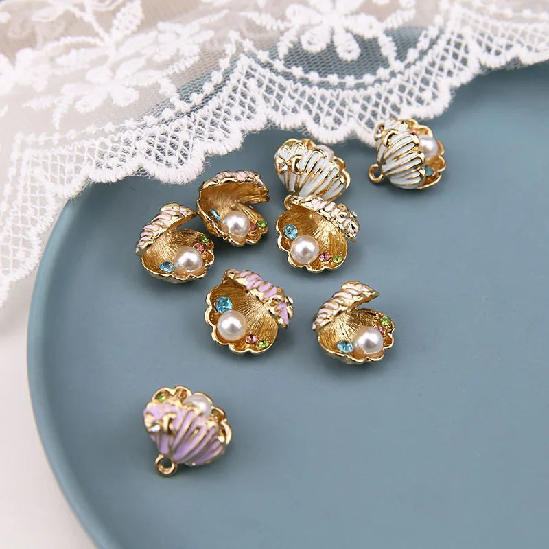 Colorful 3D Enamel Shell Pendant DIY Jewelry Findings