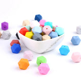 50pc Silicone Hexagon Beads 14mm Jewelry BPA Safe Teething Toys DIY Necklace