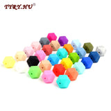 50pc Silicone Hexagon Beads 14mm Jewelry BPA Safe Teething Toys DIY Necklace