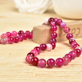 8mm Pink Agate Charm Necklace 18in for Girls H176
