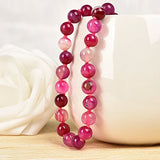 8mm Pink Agate Charm Necklace 18in for Girls H176