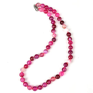 8mm Pink Agate Charm Necklace 18in for Girls H176