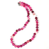 8mm Pink Agate Charm Necklace 18in for Girls H176