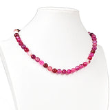 8mm Pink Agate Charm Necklace 18in for Girls H176