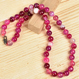 8mm Pink Agate Charm Necklace 18in for Girls H176